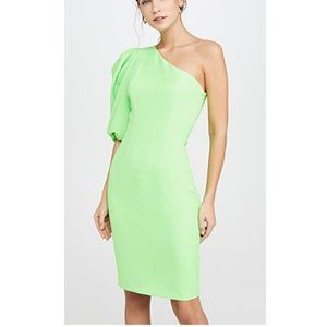 BLACK HALO NEON GREEN COOPER ONE SHOULDER SHEATH DRESS SIZE 4